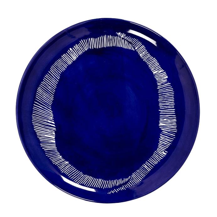 Ottolenghi Feast Plate L Lapis Lazuli Swirl Stripes White Set Of 2